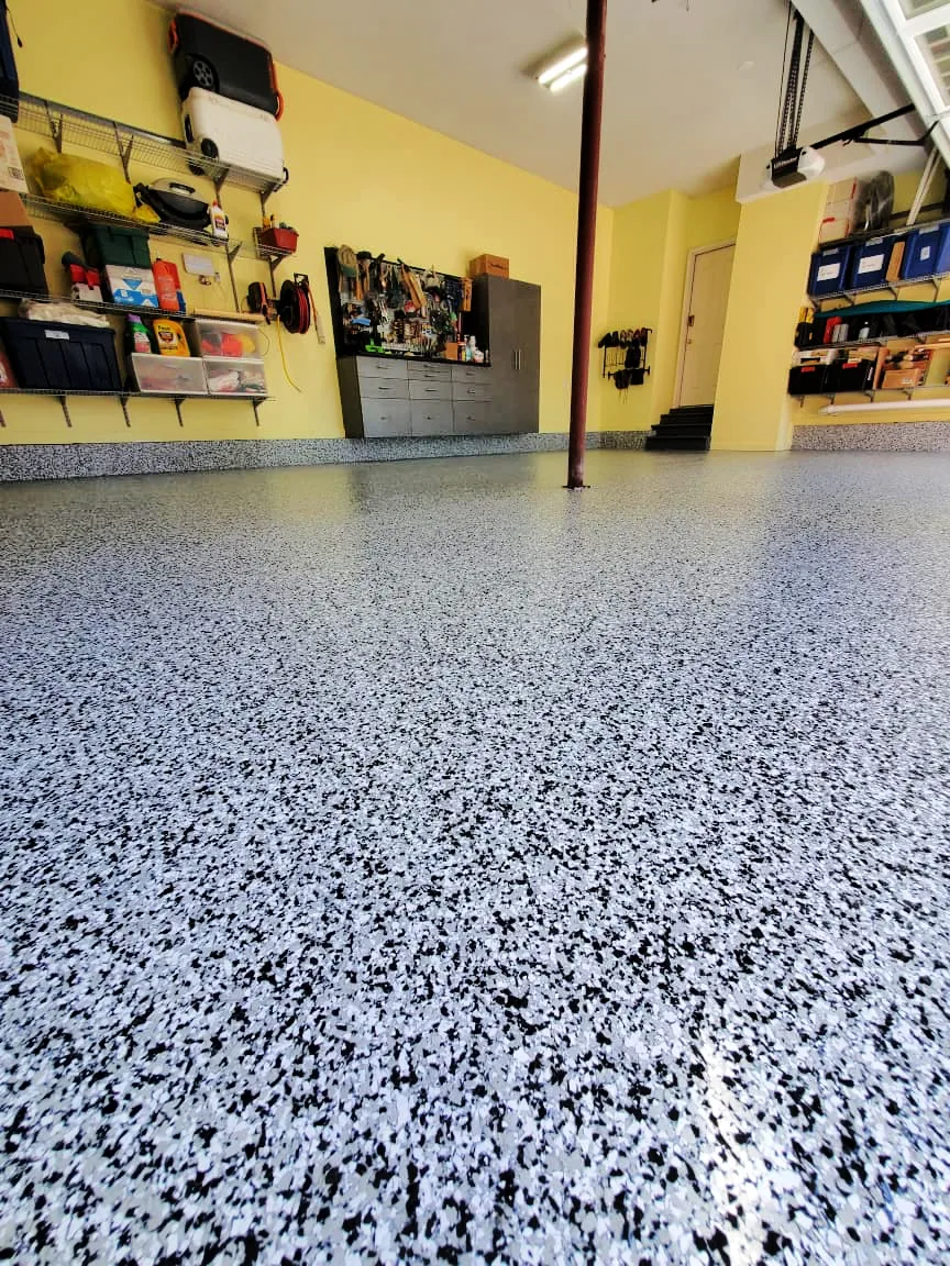 Color flake epoxy floor coating system