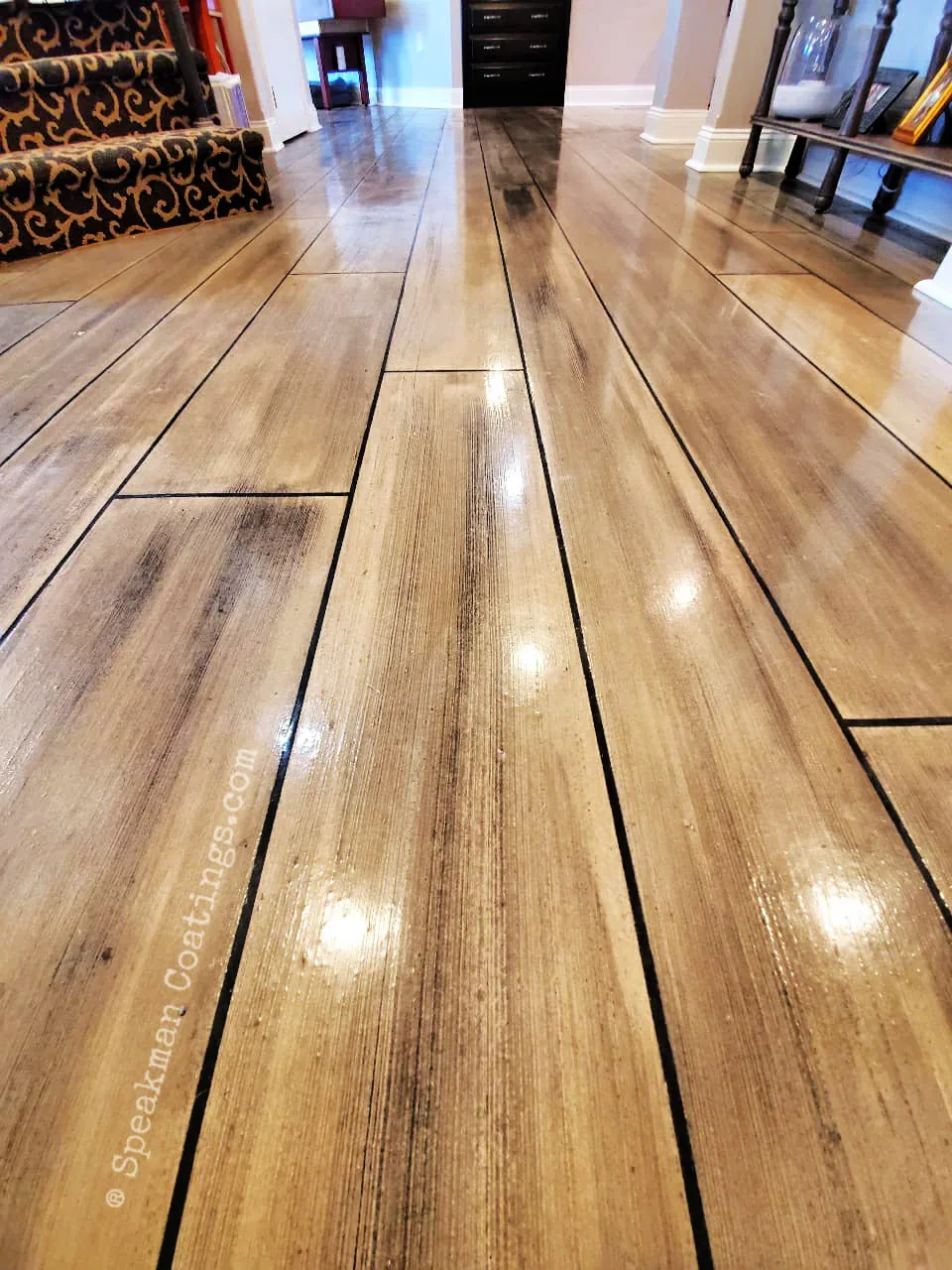 Rustic Concrete Wood plank floor coating system