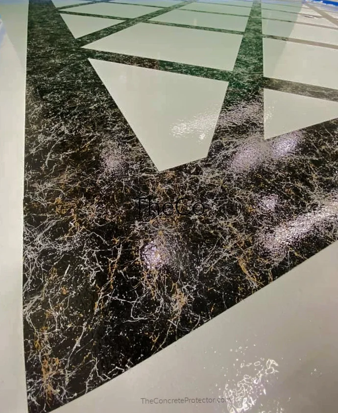 MarbleFlex office floor in mocha and cream marble with a high-gloss finish