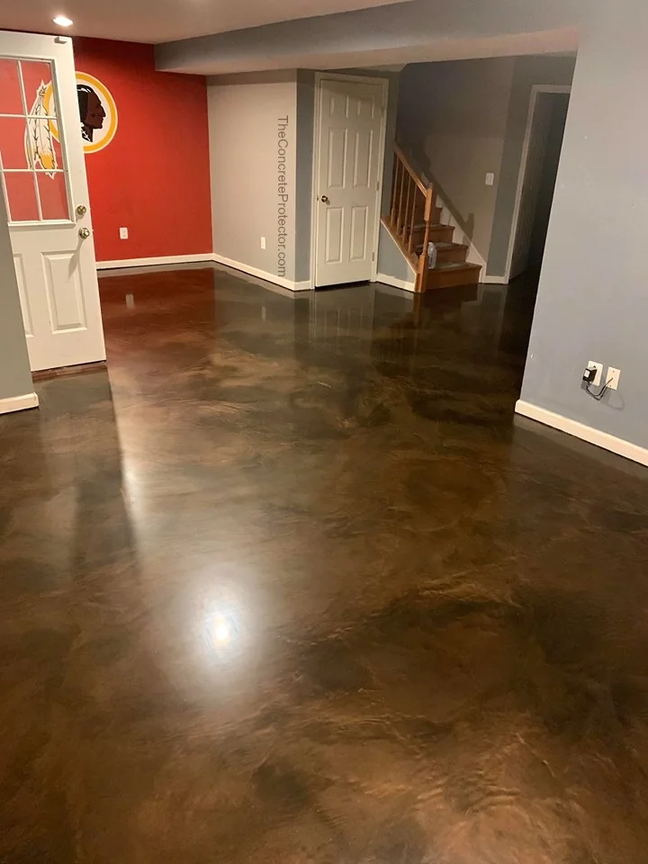 Metallic Marble epoxy floor in a finished basement