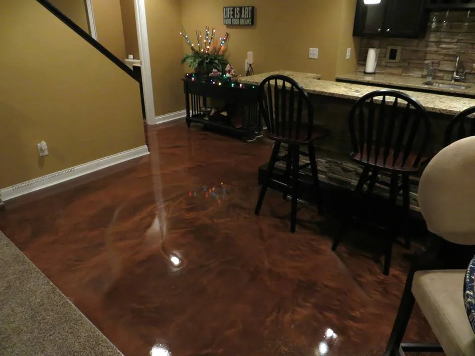 Metallic Marble epoxy floor in a residential dining room