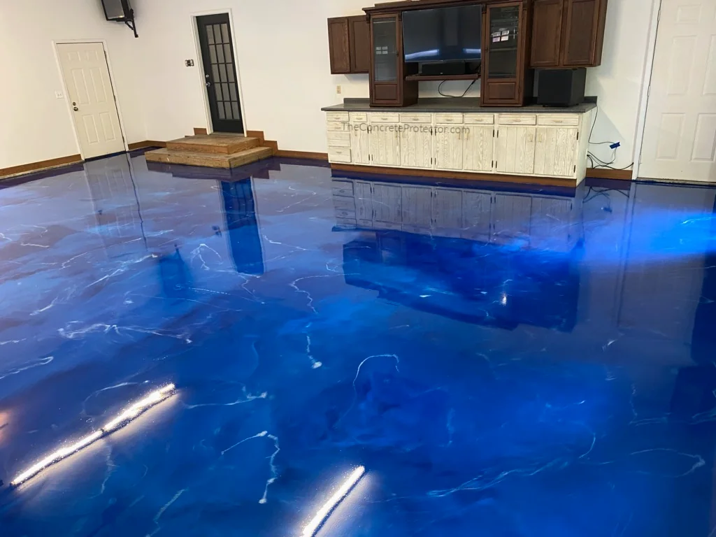 Metallic Marble epoxy coating on a residential garage floor