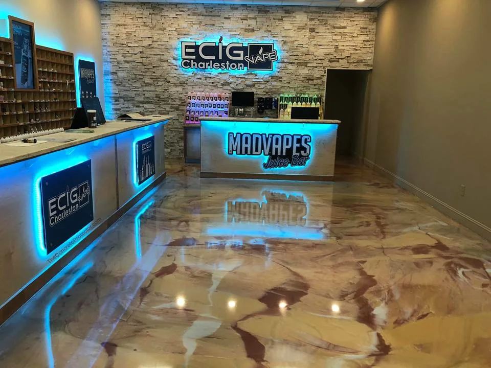 Metallic Marble epoxy floor in a retail store